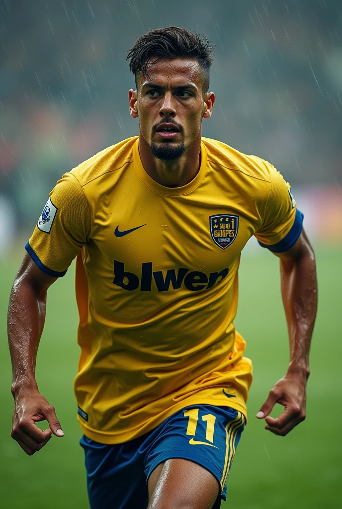 Ryan Burnett in wet football jersey