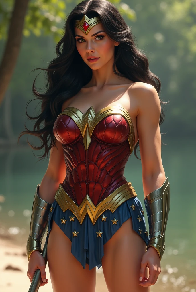 Wonder women  naked,not wearing any cloth except her tiara