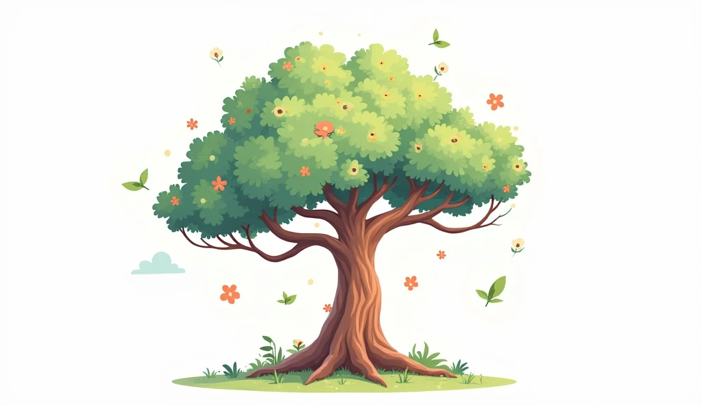 In 2d cartoon style "a tree with white background"