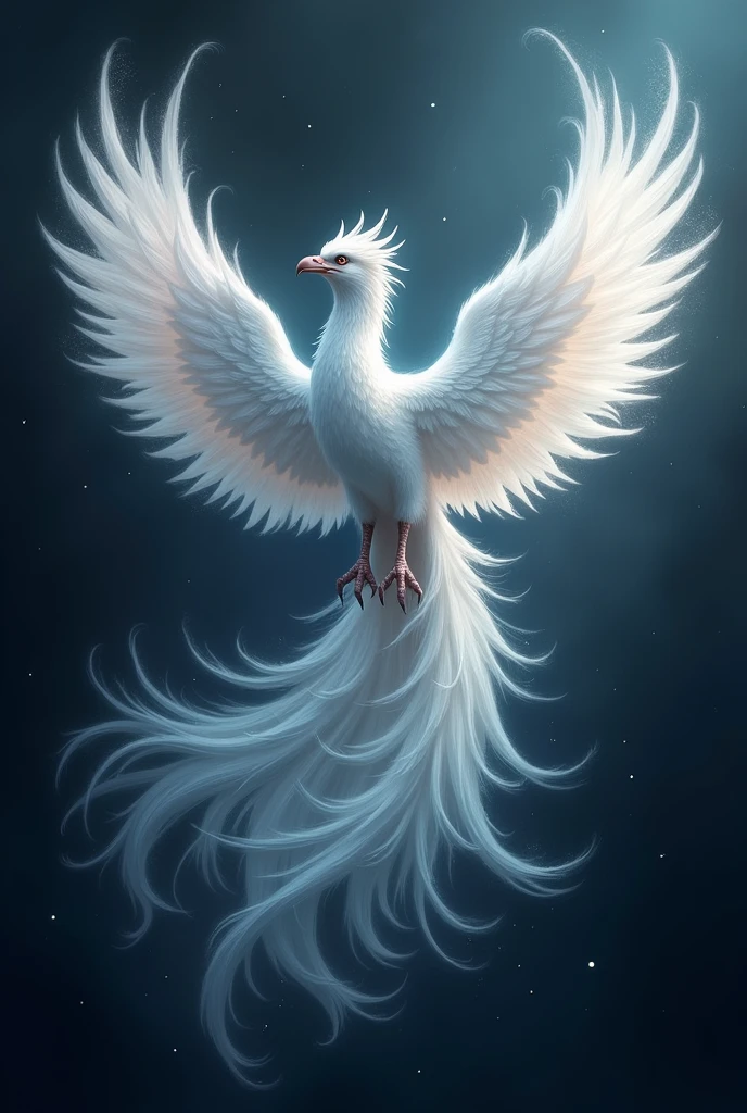 ( perfect anatomy ) Fantasy business logo fantasy art silver white phoenix(Open your big glowing wings)A sign depicting a fair, a magnificent bird of paradise tail, a bird shining with light, a dark background.
High-quality content is very detailed.、Dynamic angles and elegant atmosphere,Intricate details, masterpiece, fair. Realistic, fresh and elegant aesthetic style. Airbrush digital oil painting. Movie lighting is very beautiful., perfect composition, intricate details, Super detailed and exquisite high quality work from a master artist