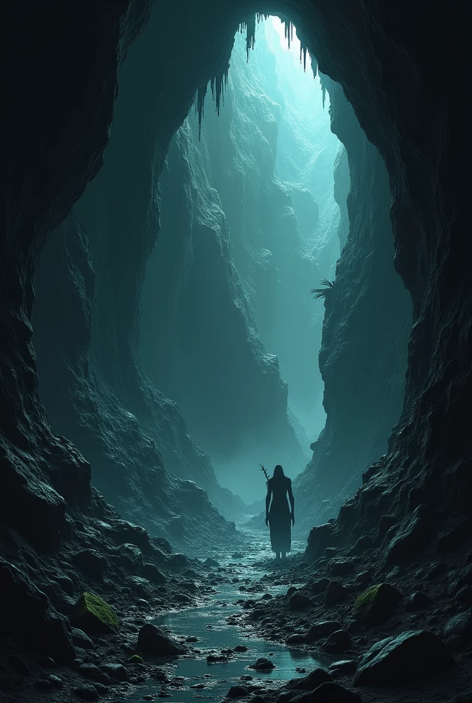 Dark cave made with rocks