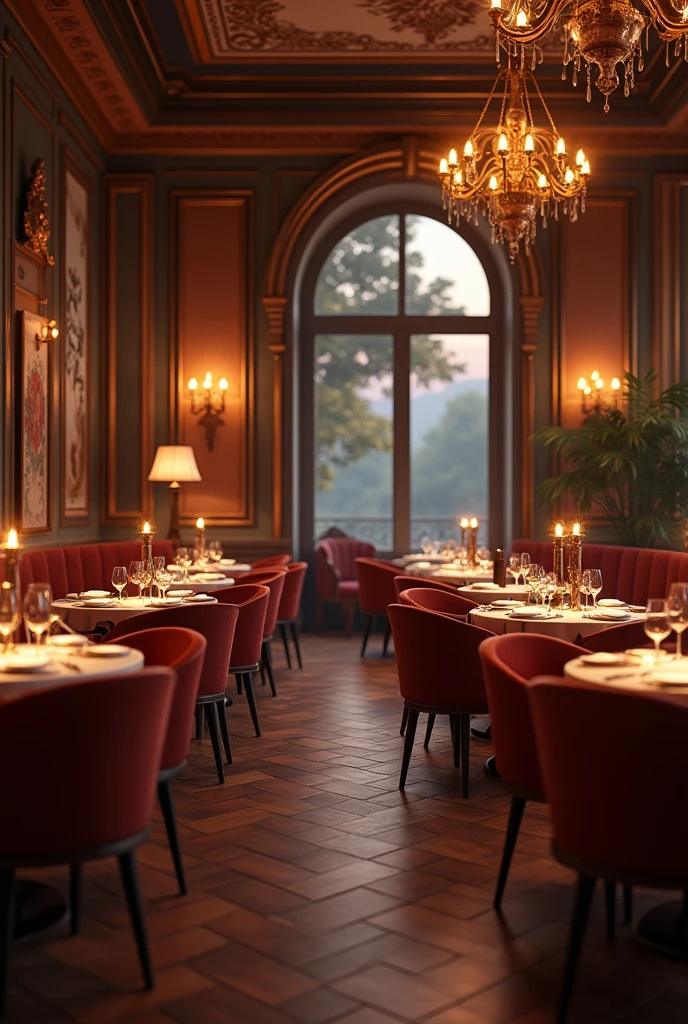 Photo réaliste, Restaurant romantique vide sans Homme