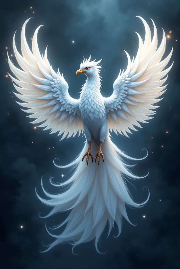 ( perfect anatomy ) Fantasy business logo fantasy art silver white phoenix(Open your big glowing wings)A sign depicting a fair, a magnificent bird of paradise tail, a bird shining with light, a dark background.
High-quality content is very detailed.、Dynamic angles and elegant atmosphere,Intricate details, masterpiece, fair. Realistic, fresh and elegant aesthetic style. Airbrush digital oil painting. Movie lighting is very beautiful., perfect composition, intricate details, Super detailed and exquisite high quality work from a master artist