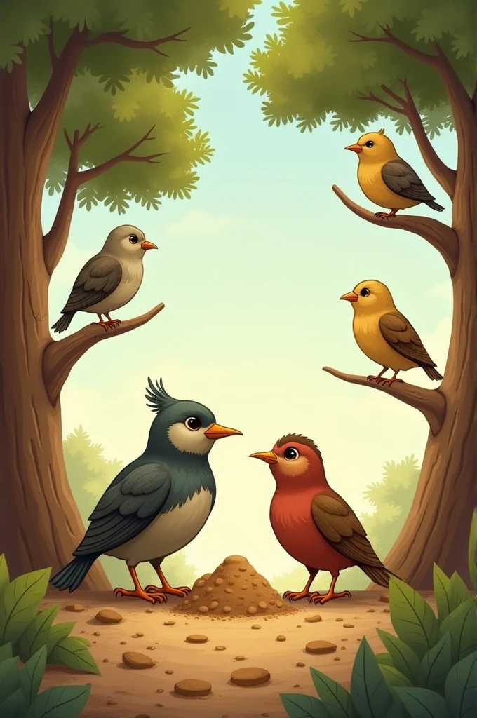 
Part 3:
Los otros pájaros cuestionan a Horace
Mientras Horace trabajaba, Other birds came and told him: &quot;Why do you work so much?, Horace? You could live in any tree like us”. Pero Horace respondía con una sonrisa: “My mud house protects me from the rain, the wind and the predators. It is strong and safe for my family”.