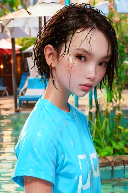 Wet tshirtcompetition, upper body shot, face focus, renatadaninsky