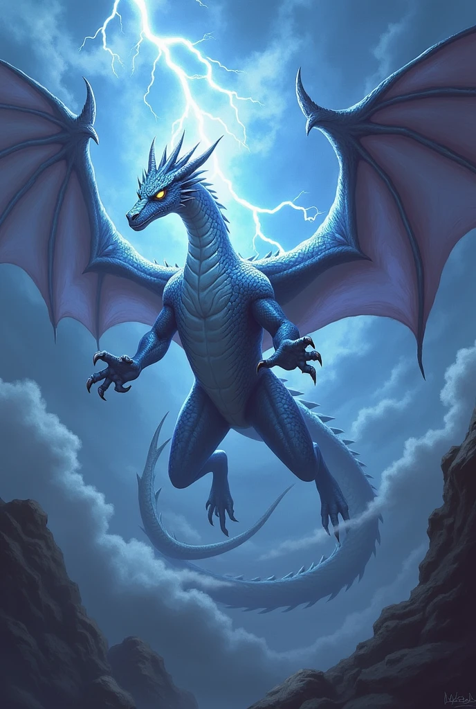 Draven is a sleek, silver-scaled dragon with lightning-blue eyes and crackling energy running through his wings. He commands storms and has the power to summon lightning and control weather patterns.