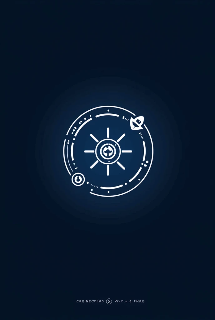 generate a circular logo with a cybersecurity theme. The background should be dark blue with white Elements inside the logo. At the bottom it should say "Onboarding Crew Troubleshooting"