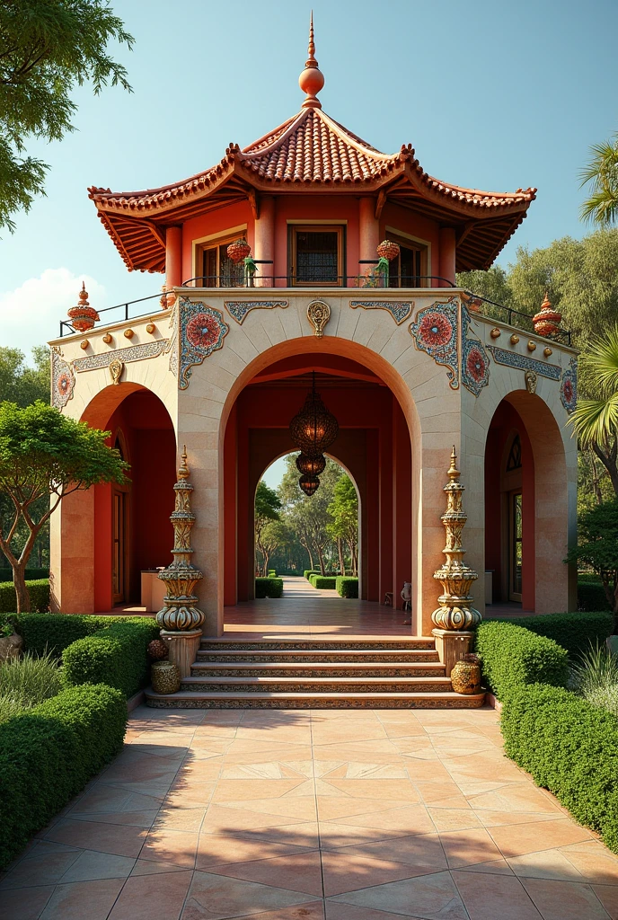 An architectural pavilion where some aspects of Mexican culture are used as a reference
