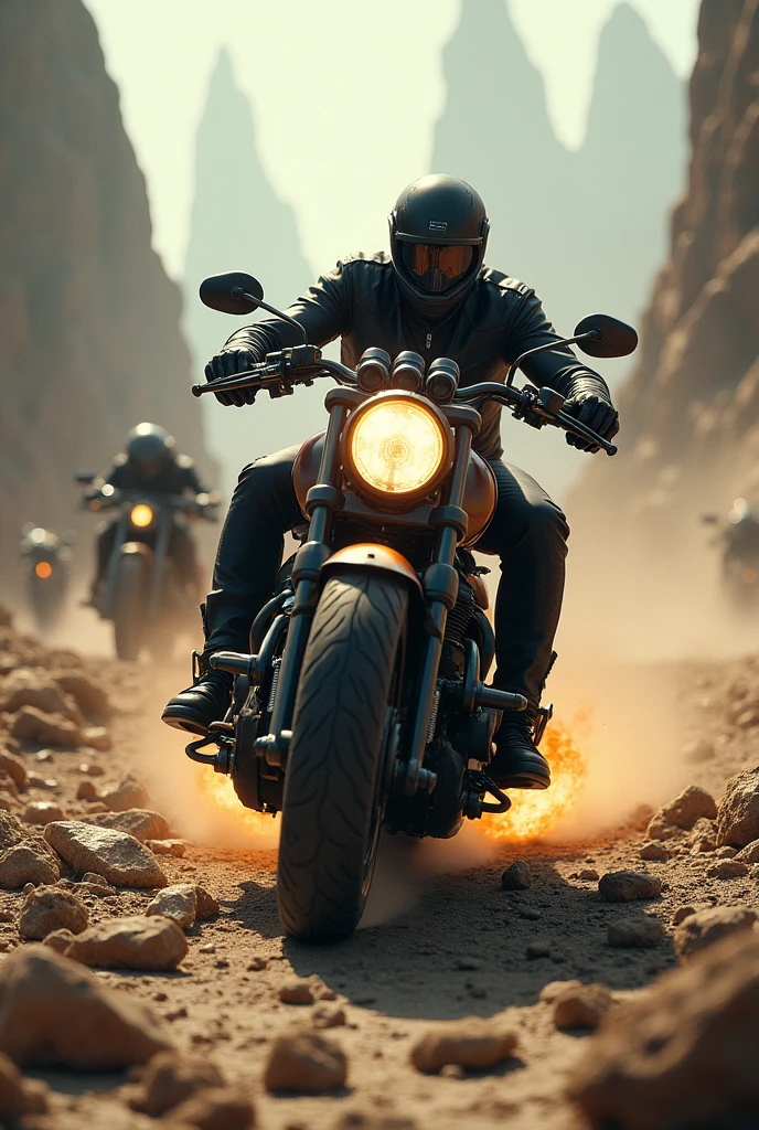 Mt 15 bike with deadly monsters in back and it comes through it with flames