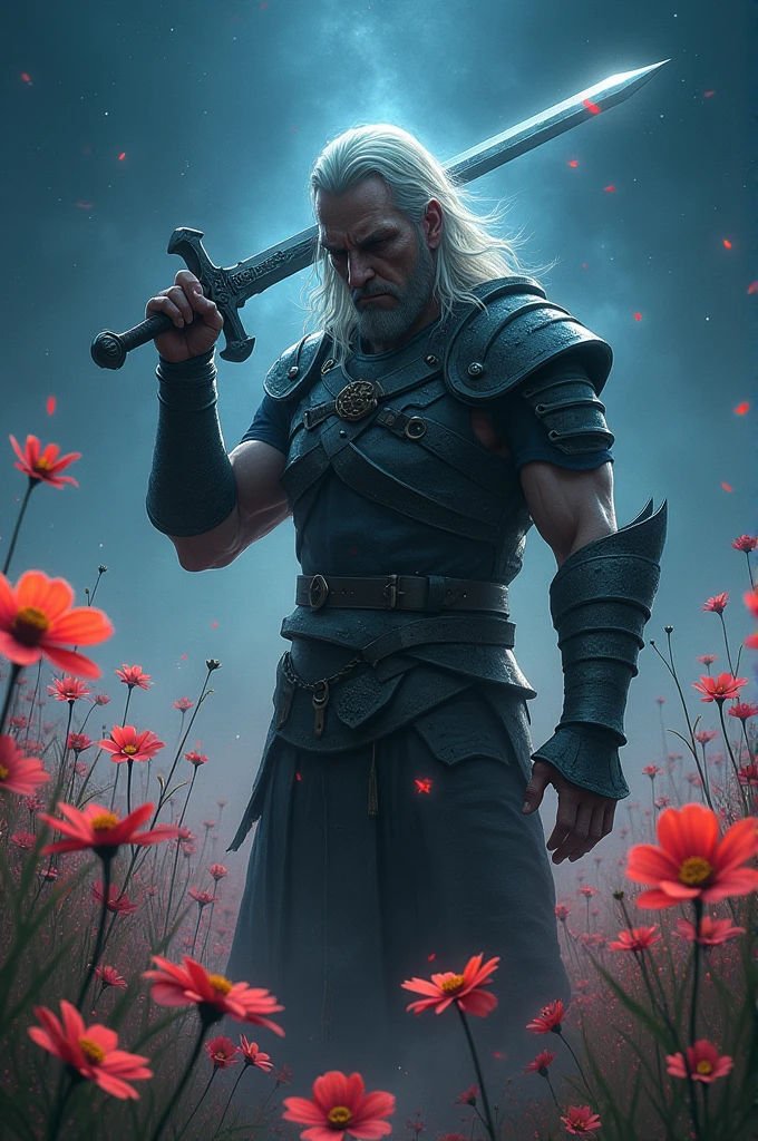 A warrior stabbed himself through smelling a cosmos flower