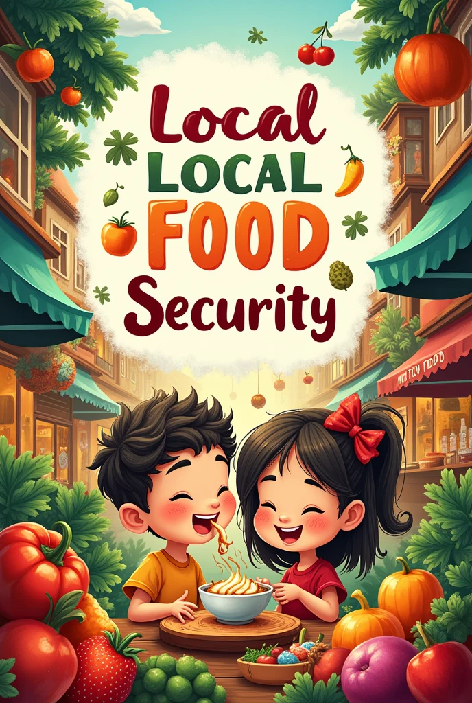 posters about local food security with words that are more interesting to the characters that are easy to draw but are so tasty