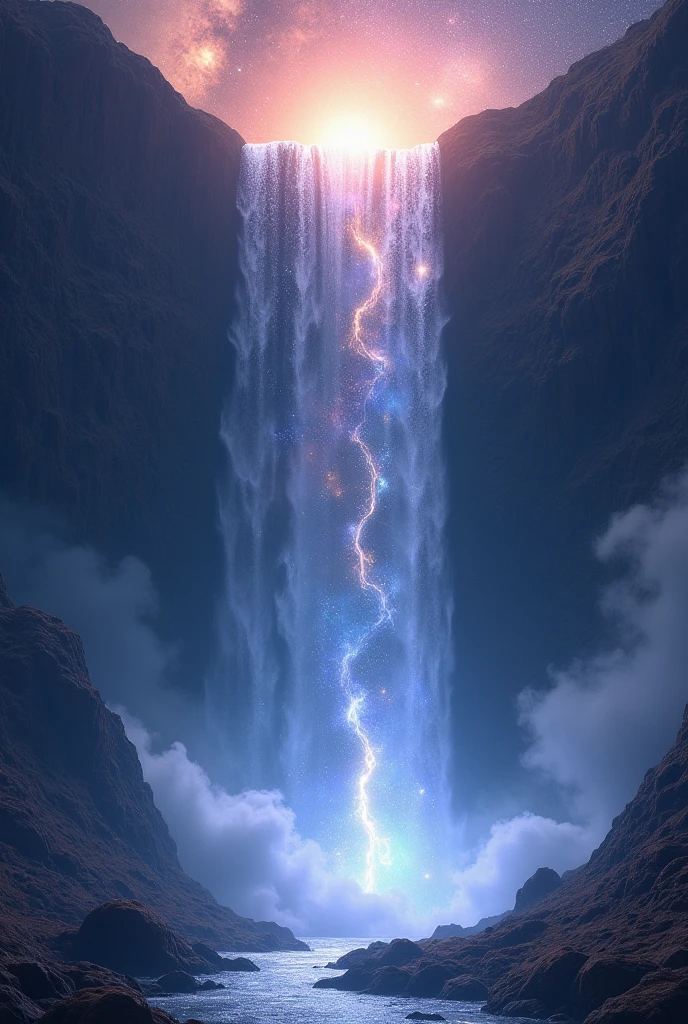 The waterfall drops three thousand feet,I suspect it is the Milky Way falling from the sky