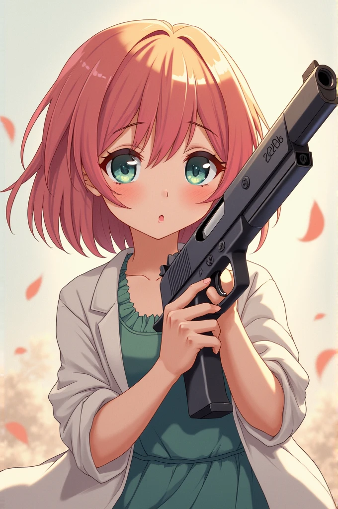 Cute anime girl holding a gun
