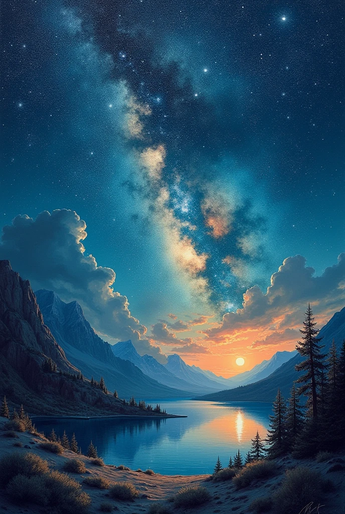 Expressionist artwork images，mysterious，Starry Sky