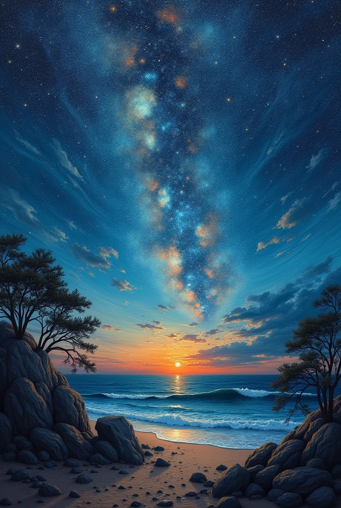Expressionist artwork images，mysterious，Starry Sky