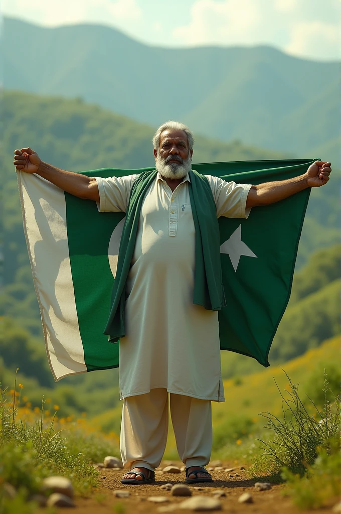 A man with Pakistan flag 
