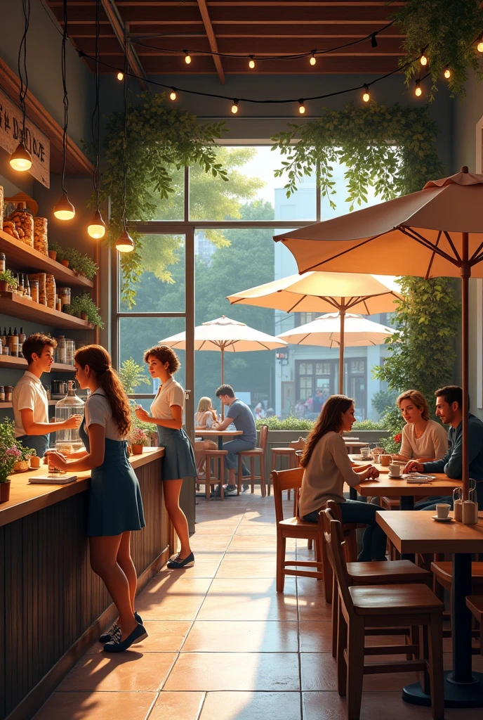 Inside and outside coffeeshop
