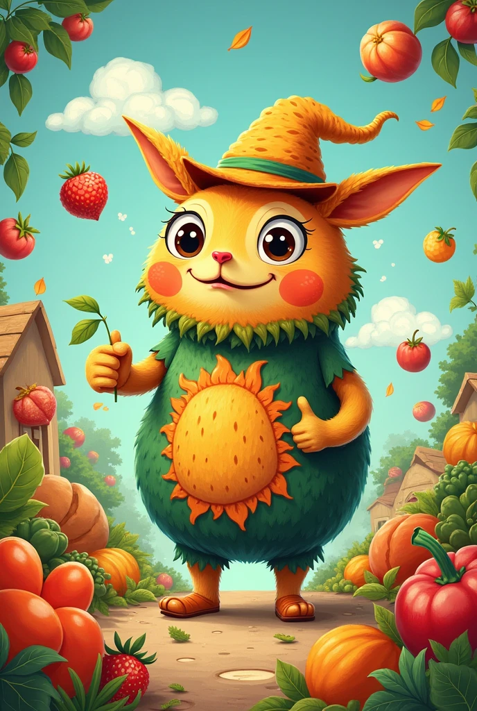 a poster about local food security with words that are interesting, more like a character that's easy to picture, but it's still hard to know how tasty it is, what's easy to picture is difficult, that's why it's for children