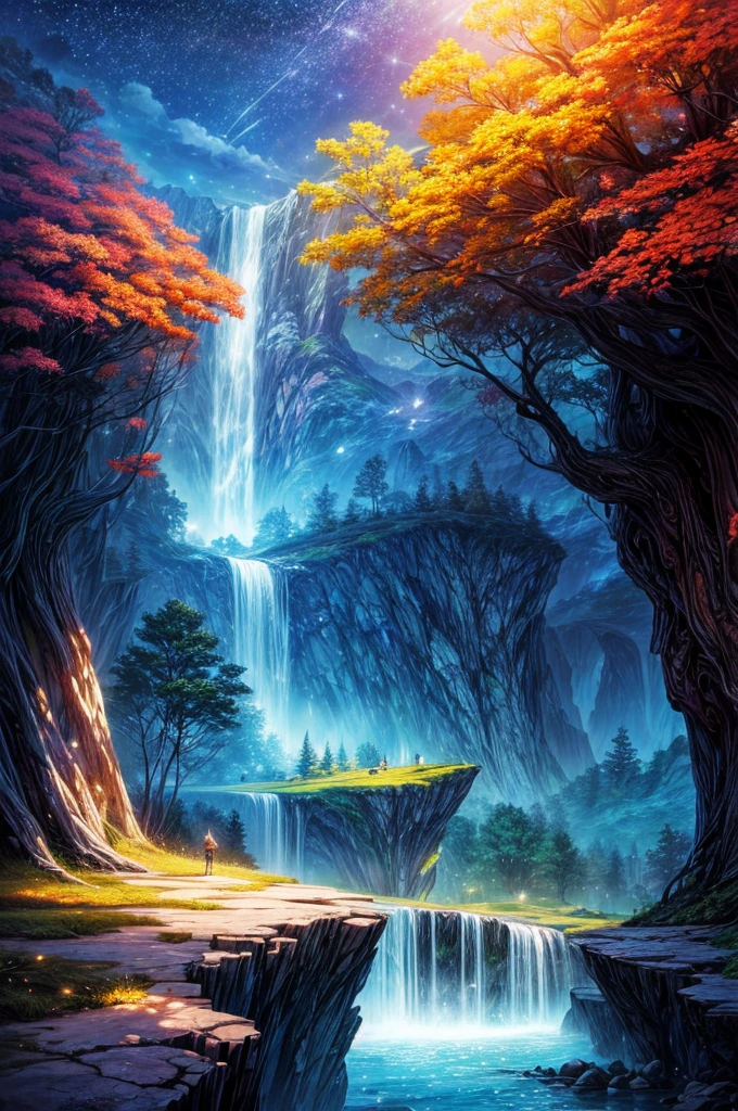 La mejor calidad, Obra maestra, Beautiful wild and natural fantasy landscape with bright lights