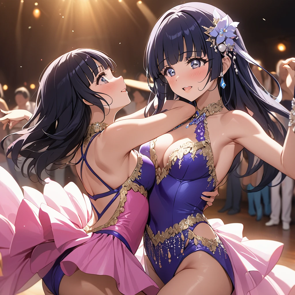 ((Highest quality)), ((masterpiece)), (detailed), (Perfect Face)、The woman is Reika Aoki with semi-long hair、A woman is dancing salsa passionately in a salsa costume in South America