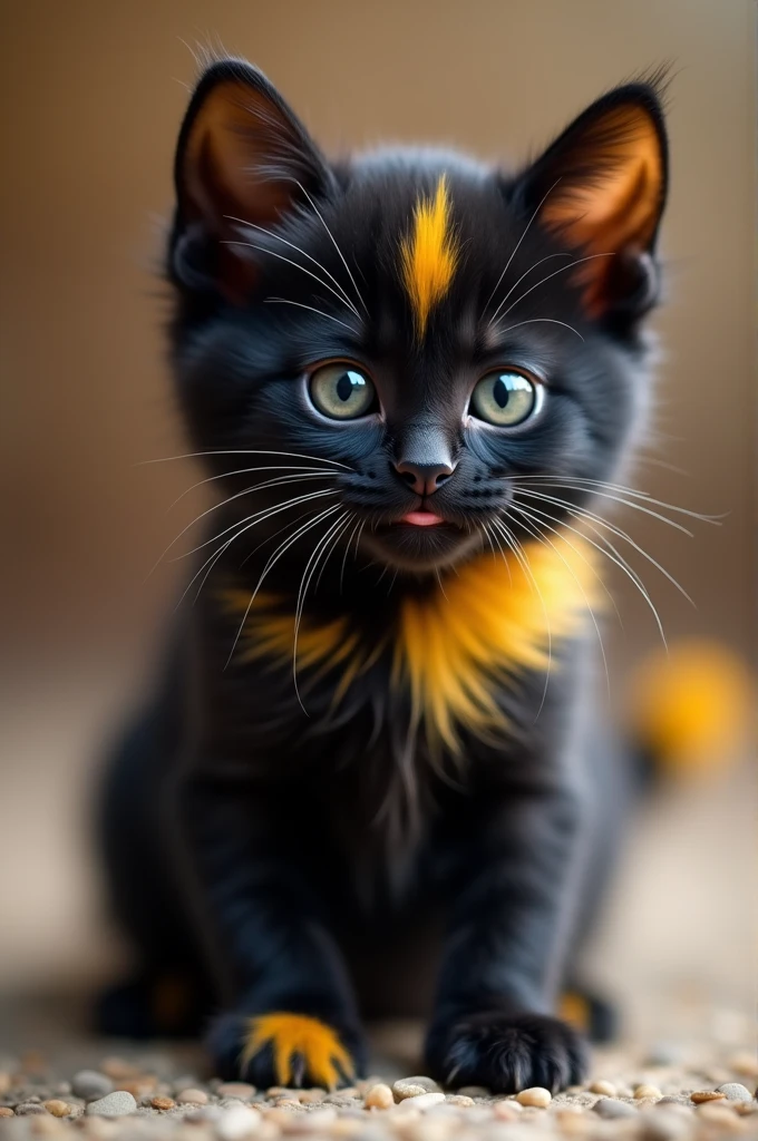 Black and yellow kitten