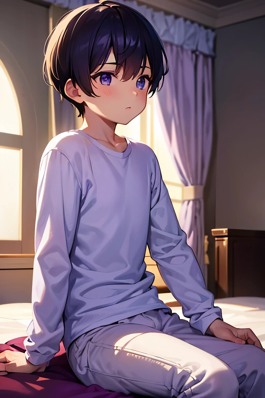 best quality,realistic:1.37,High school student lying on bed in her room,Comfy beds,snuggery,dreamy atmosphere,laptop on the bedside table,soft blankets and pillows,peaceful environment,soft lighting,comfortable atmosphere,Quiet and serene environment,tranquil atmosphere,neutral color palette,warm and attractive space, enjoying her private space,scattered books and notebooks,homework desk,comfortable posture,tranquil expression,Daydreaming and lost in thought