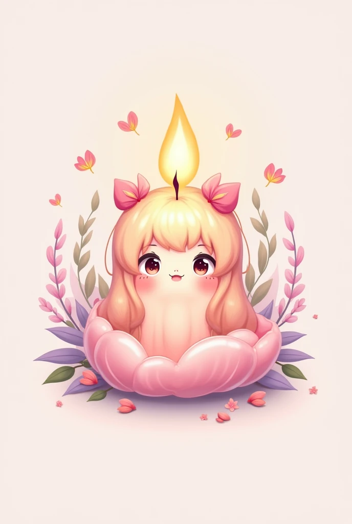 I want a logo off aromatic candels in pastel colors in a style of anime