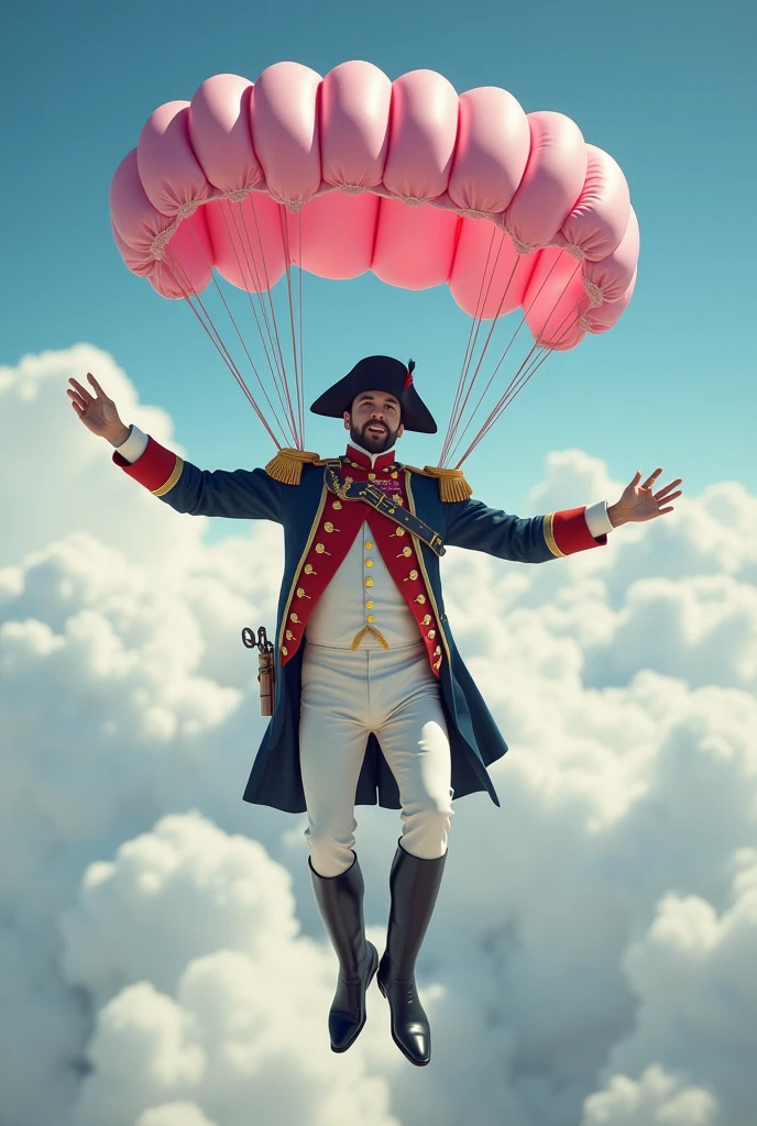 4k , Napoléon 1er fait du parachute , le parachute a une forme de caleçon rose