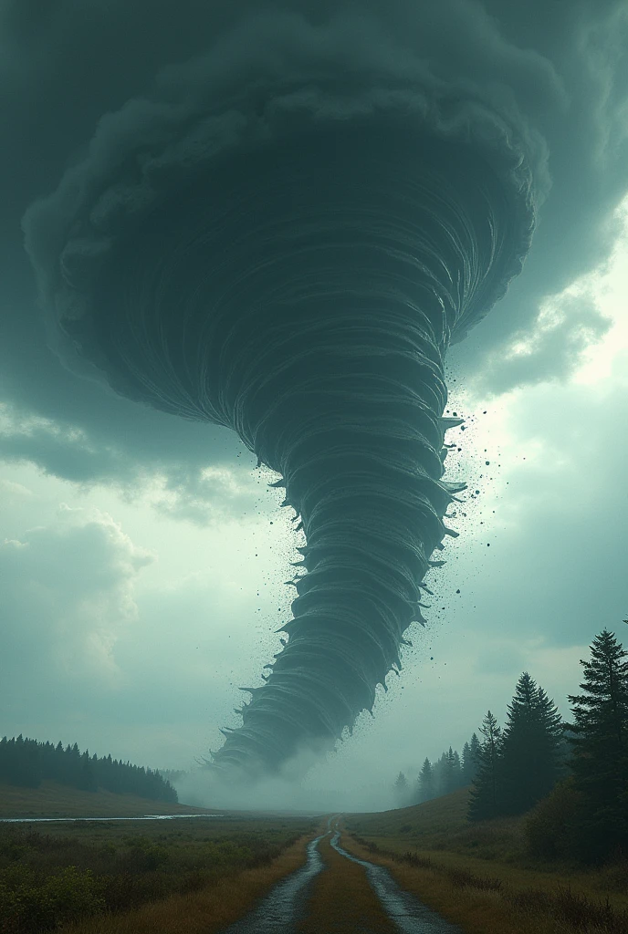 8k, super detailed, hdr, high definitition, 1 tornado, blade vortex tornado, tornado with metal blades,