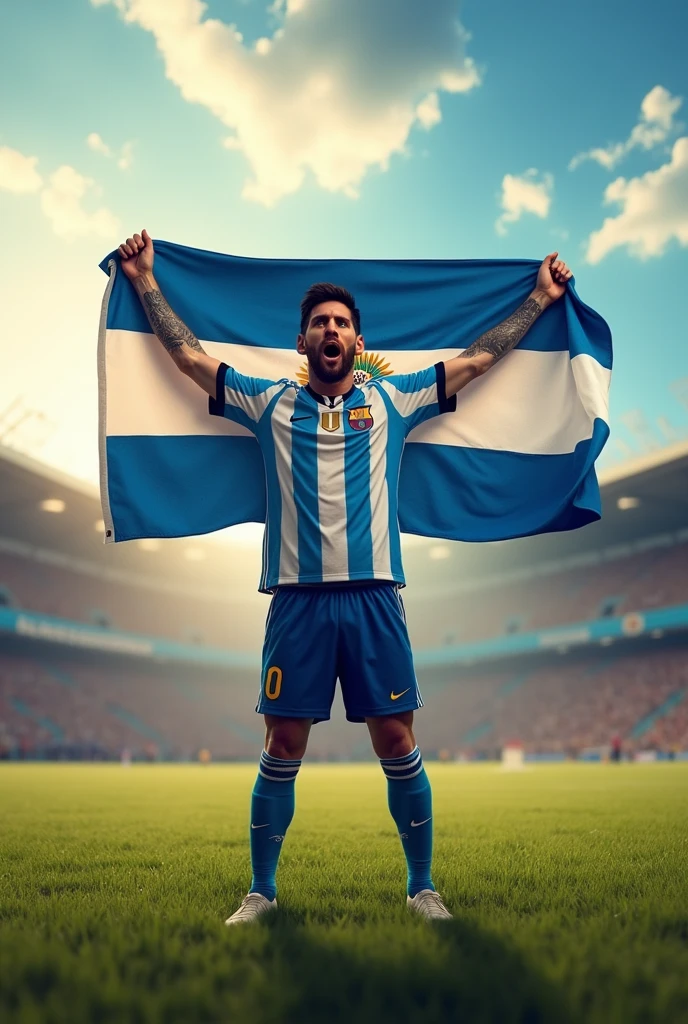 Messi raises the flag of El Salvador 