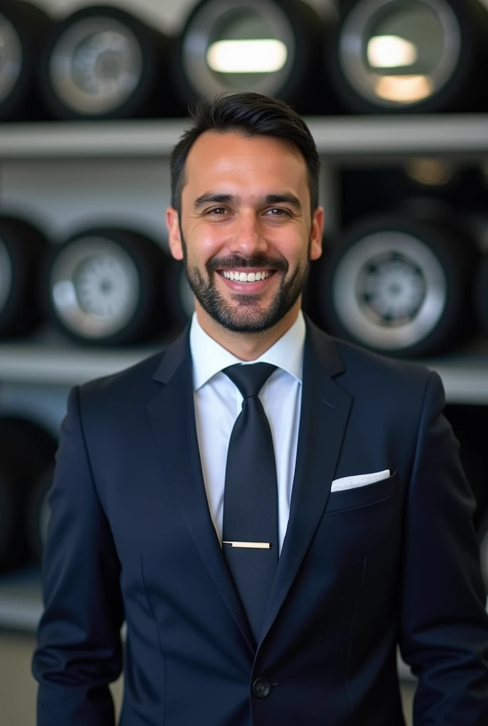 photo to put on the Facebook profile of a company that sells semi-new tires, I wanted a professional photo, current and innovative. I want to put writing on the image "Paulo Pereira Tires Resale". Attractive and professional font with excellent layout, as if he were the best professional in the editing field doing it.