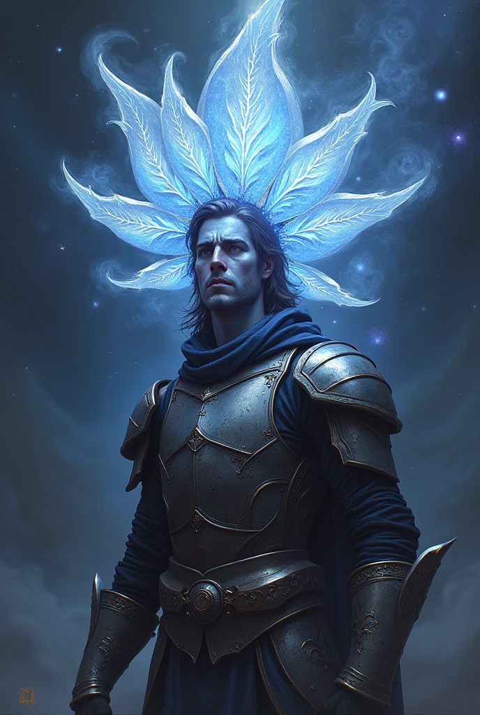 A sword in a form of a cosmos flower stabbed a warrior