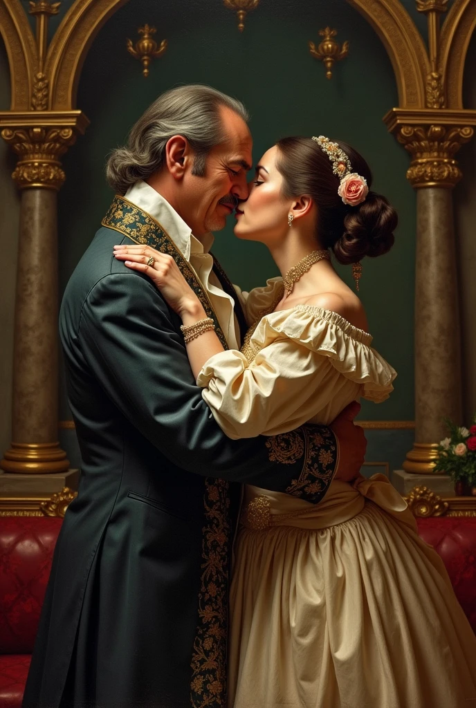 Make Lula and Bolsonaro kissing based on a Renaissance work