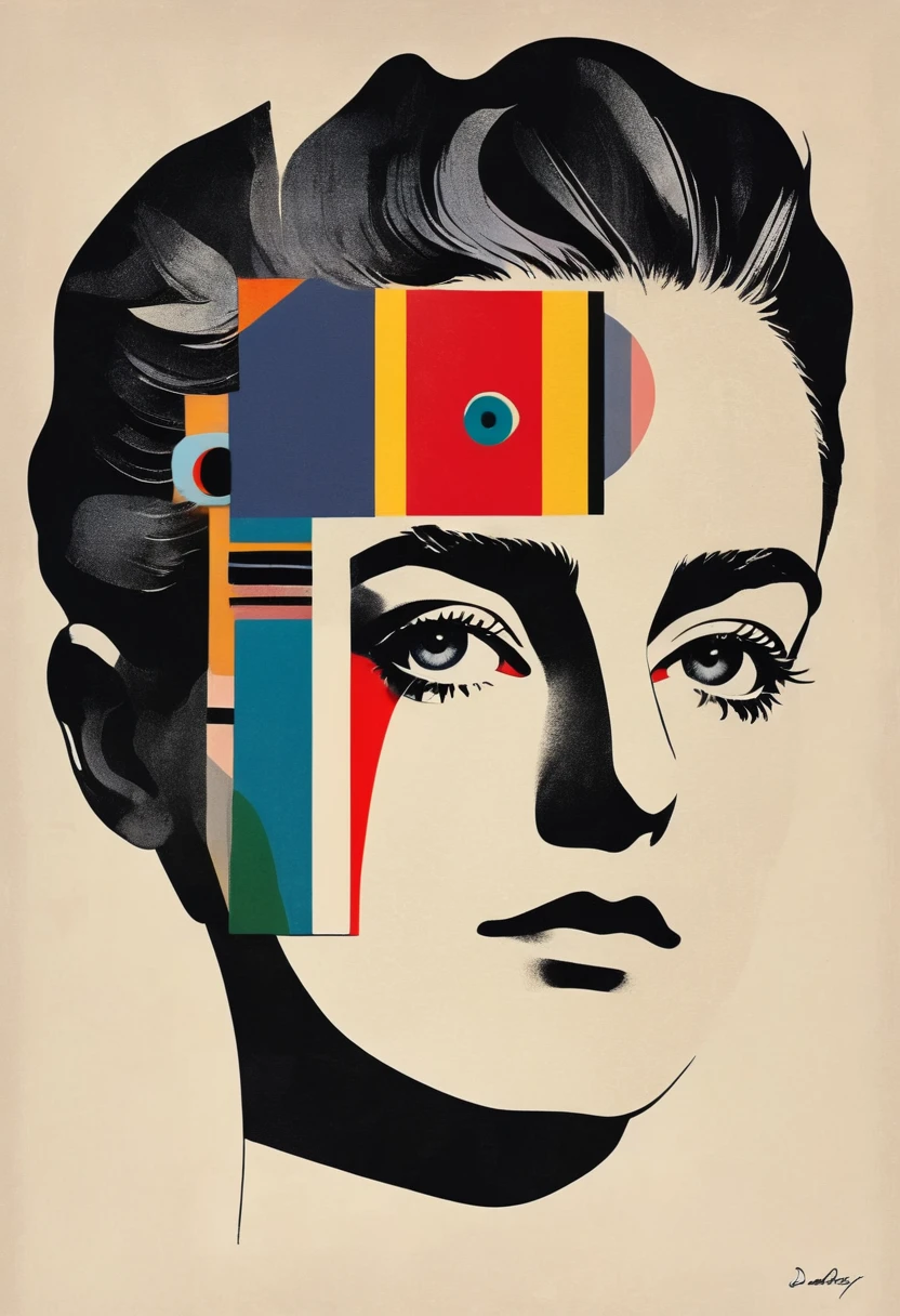 Man Ray：dadaist。Minimalist geometry，multi-layered collage，Vector portrait，Geometric Dislocation，Collage，Artistic sense，Painting，paint