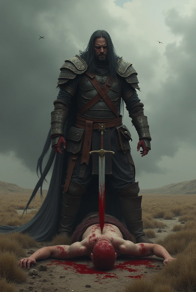 A warrior stabbing himself