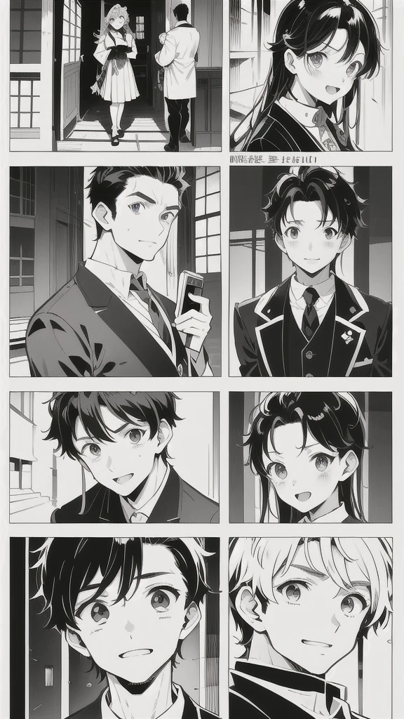 (masterpiece, Highest quality:1.2), Comics on Chrome、Japanese Manga、Conversation scene