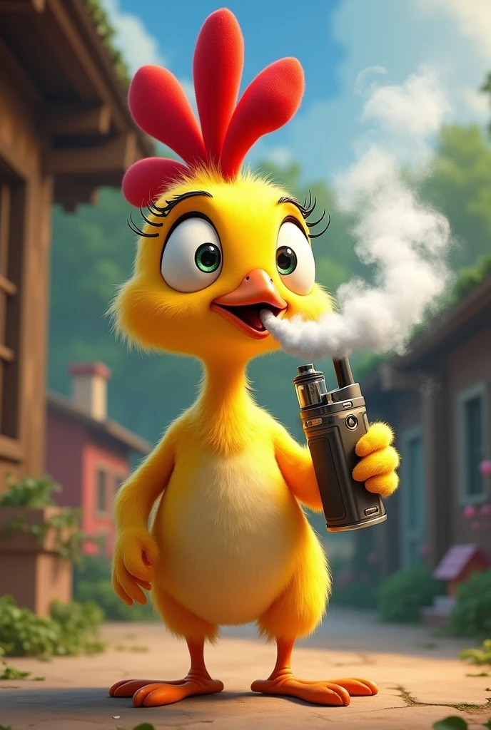 draw chicken little from the tv series smoking vape