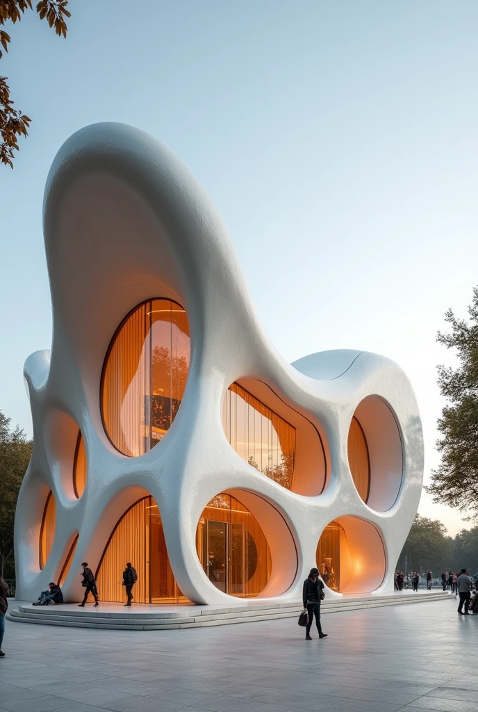Build an architectural pavilion with curves and straight elements, Exhibitions will be held there and using the guitar as a reference, elements will be implemented