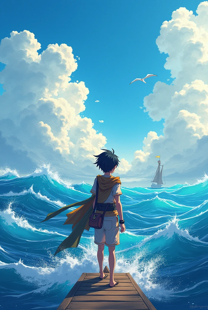 Anime thime, A men travelling with sea