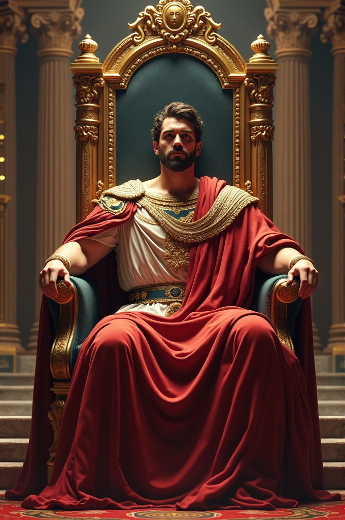 Emperor jovius of roman empire sat in throne