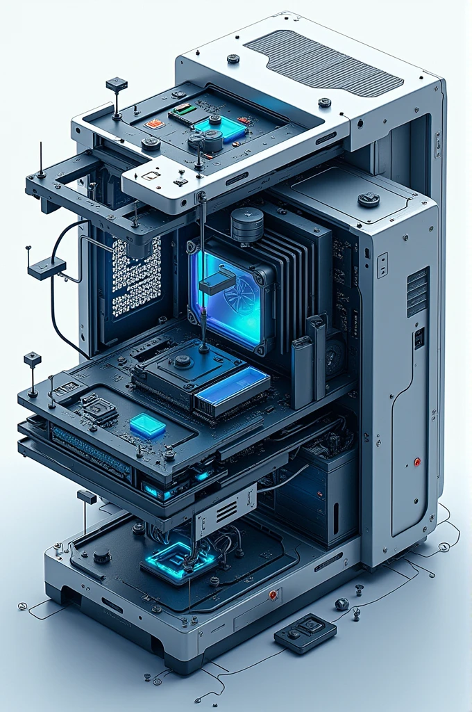 Create a poster of computer highlights it's components