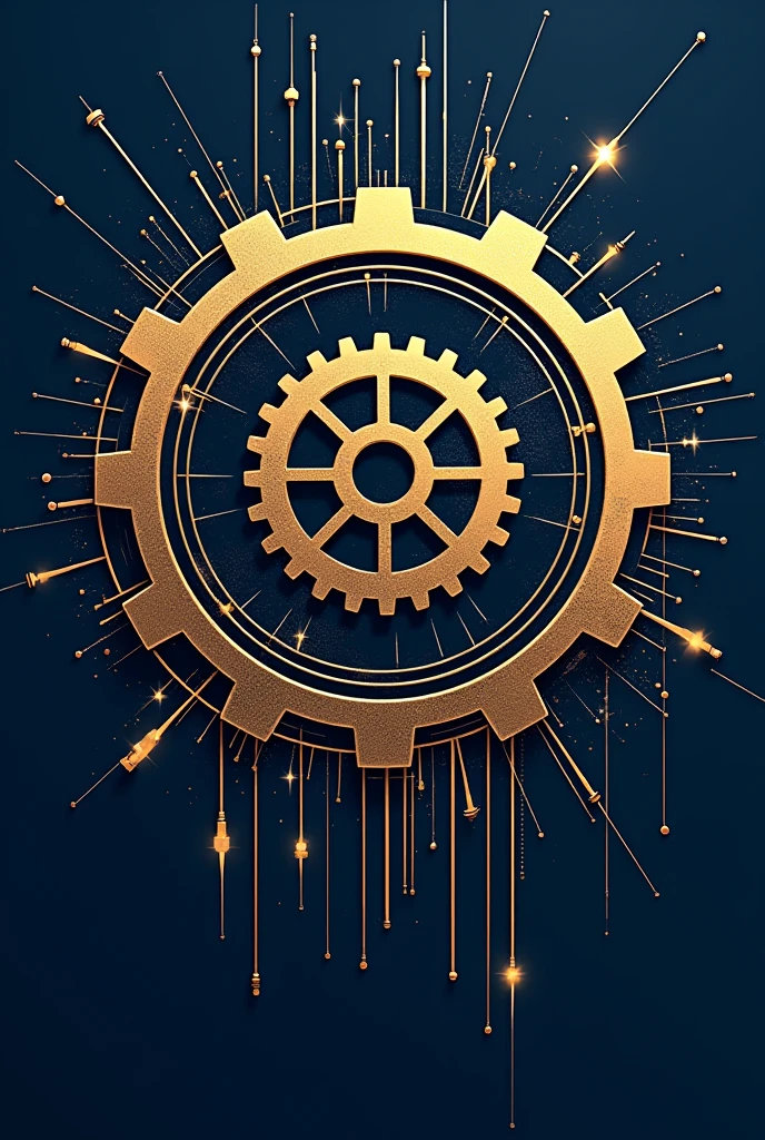 Generate a picture design for a t-shirt....use color gold .....navy blue....add few thick lines and something's about electrical engineering adda gears on the shirt design 