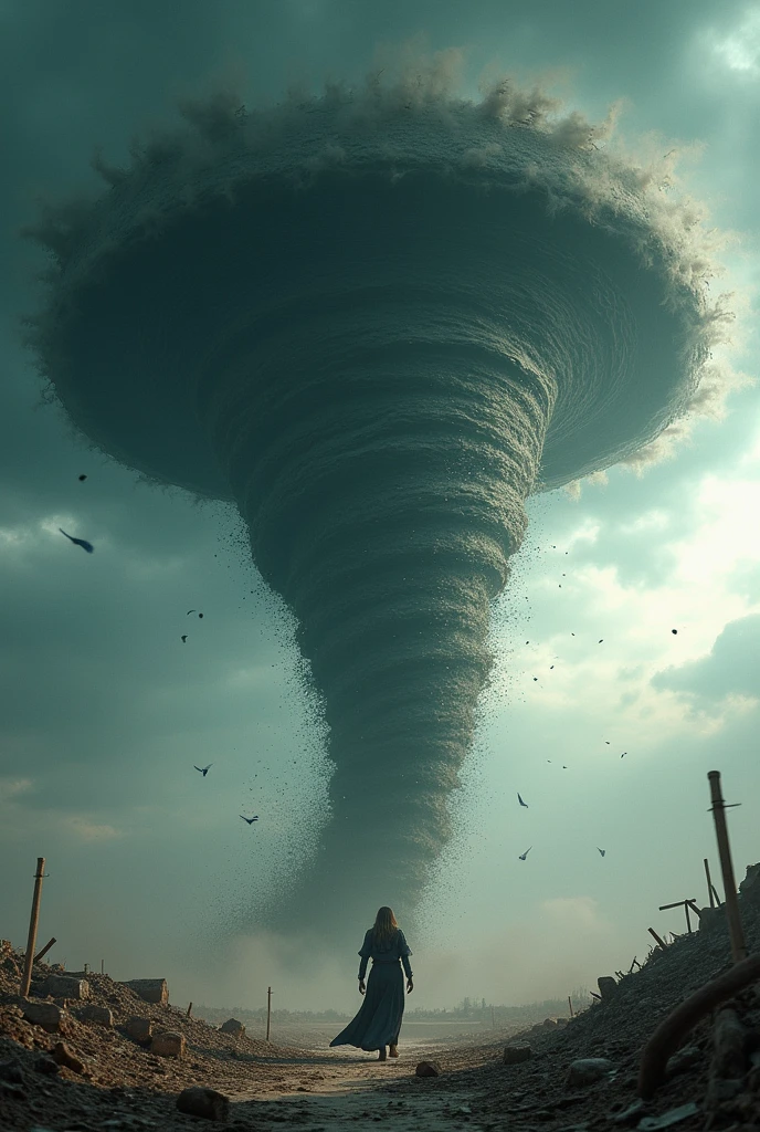 8k, super detailed, hdr, high definitition, 1 mega tornado,  god's wrath, blade vortex tornado, tornado with metal cutting blades around the catastrophic event