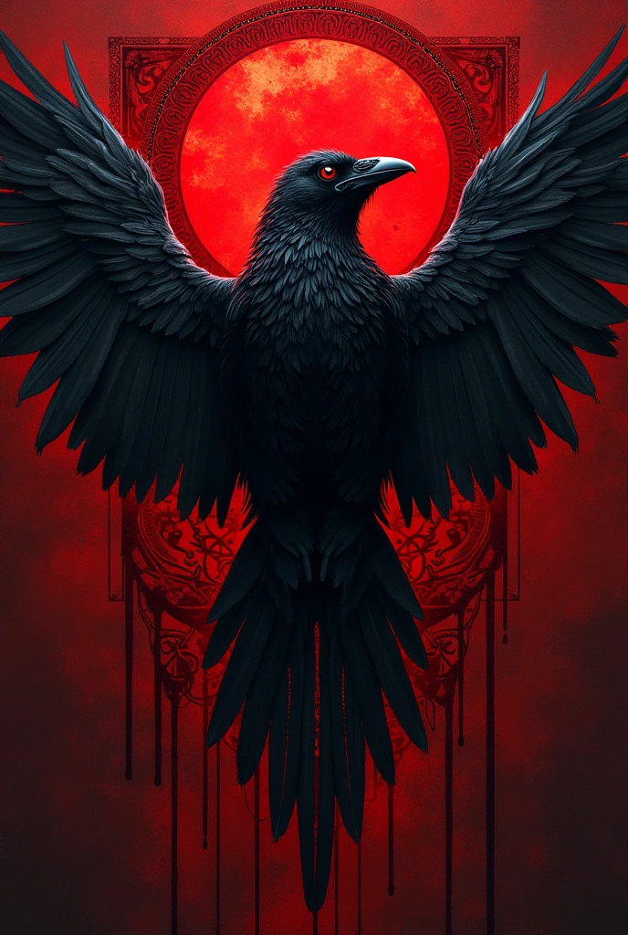 the letter's "TW" in a red design highly detailed crow theme