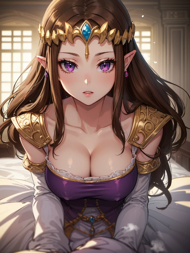 (((More face close-ups))),(((Shoulder Off))),(((ass pov))),((((Kissing the viewer)))))),((Upper Body)),((alone)),((((Glossy Lips)))),Anime art style,masterpiece,(Highest quality), (Super detailed),(Very delicate and beautiful),(alone),((()))),(A truly gorgeous jeweled ruffled rococo ball gown ドレス),(((Mature Woman,Queen))),((1 Queen in a beautiful embroidery and jeweled absolutely gorgeous rococo ballgown ドレス with voluminous full length hoop skirt)),((crinoline)),,((Straight hair galore,Very long straight hair with plenty of volume,Super long straight hair)),,Cleavage,(bed),length_gloves,Very gorgeous hair accessories,Sparkling、(((()))),(((()))),((((Beautiful Face)))),((((Erotic)))),((Lewd woman)),(((Long Hair)))),((((Straight hair)))),((Cleavage)),((((Dark brown hair)))),Princess Zelda,(()), ((Highest quality)),,(Very detailed) ,((Purple Blouse)),(()),Brown Hair,((steam)),, ((Highest quality)), (Very detailed),((detailed)),(())),Nintendo, The Legend of Zelda),,((alone)), ((Highest quality)), (Very detailed), ,
