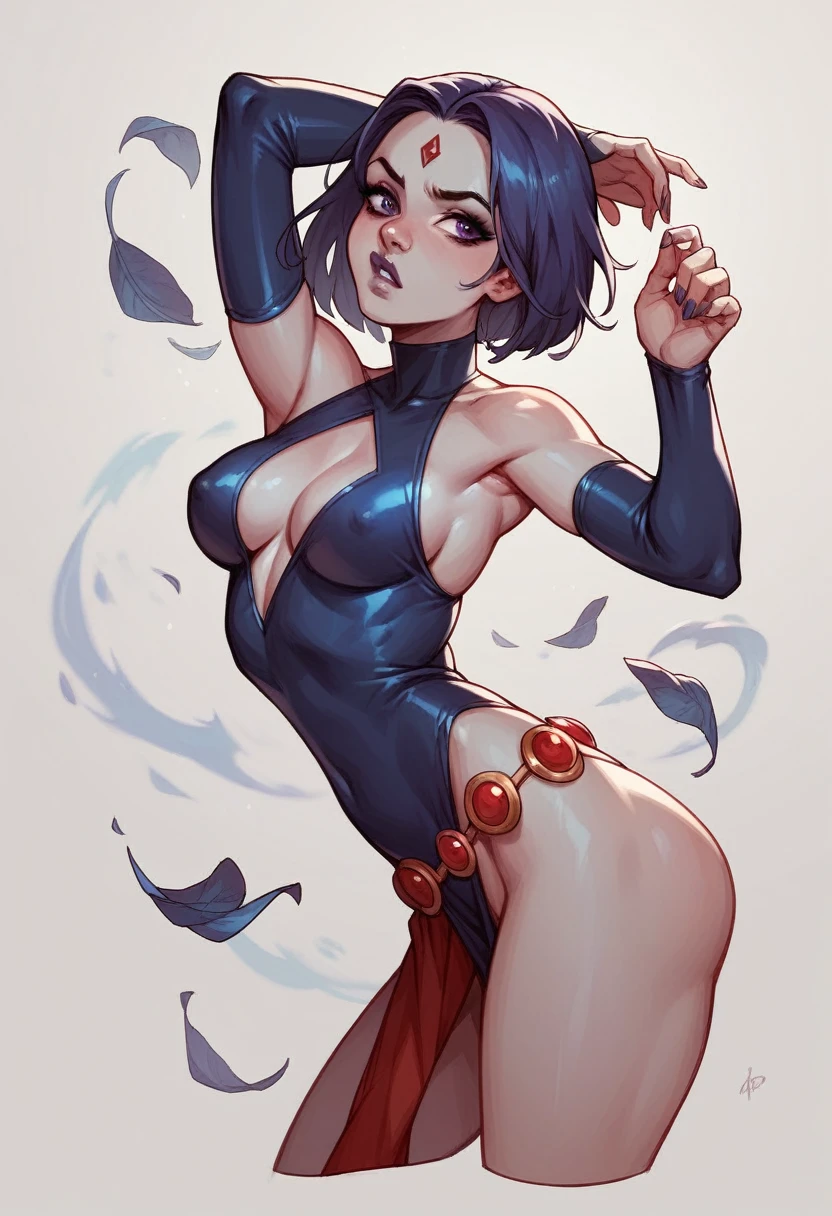 Raven in her costume, western comics