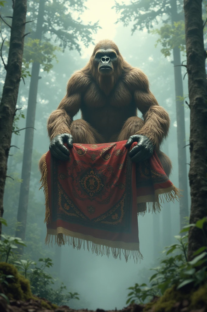 Sasquatch riding a rug