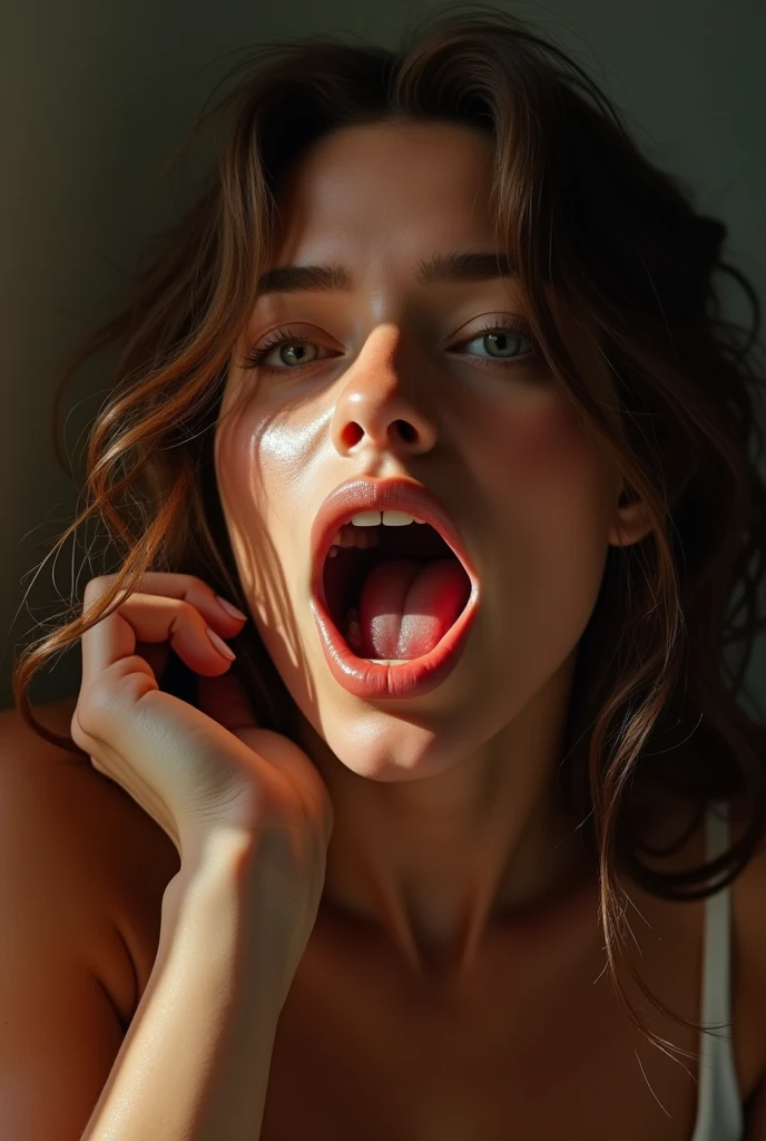a beautiful woman with a whore-like appearance, her pussy filled with cum, pussy gaping open and starched, extremely detailed, cinematic lighting, high quality, photorealistic, 8k, best quality, masterpiece