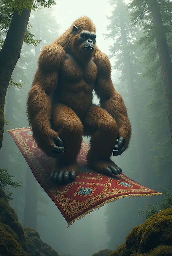 Sasquatch riding a rug