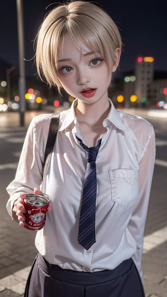 extremely detailed, best quality、masterpiece、detailed、(Mega boobs), (((Safe and secure、CERO A、All ages、safety sensor、Absolutely safe、sfw:1.5, safety)))、
masterpiece、best quality、detailed、ultra quality、extremely detailed、hires、ultra hires、8k, 32k
(Moody lighting:1.2), Written boundary depth, Bokeh, High resolution, 8k wallpaper, Realistic, Realistic, RAW Photos,
Detailed face、Detailed Background、
(Live Action、Intricate details)、blonde、pixi short hair、
(jirai makeUP:1.3、Red eyeliner、Light purple eyes, Blonde pixy short hair),
A woman in casual office fashion、Disheveled clothing、
One Woman, (Late Night:1.8, Ahegao:1.5, Drunk:1.4), Office lady、pantyhose, While drinking a can of beer、holding a beer can、beauty、Drunk 、Lean your body、Tired face、Drunk、Drunk and red face、I feel dizzy、Vomit、Vomiting、Outdoor、((steam,sweatvulgar)),(Open your mouth and stick out your tongue:1.3, ahegao:1.2,rolling eye:1.2)